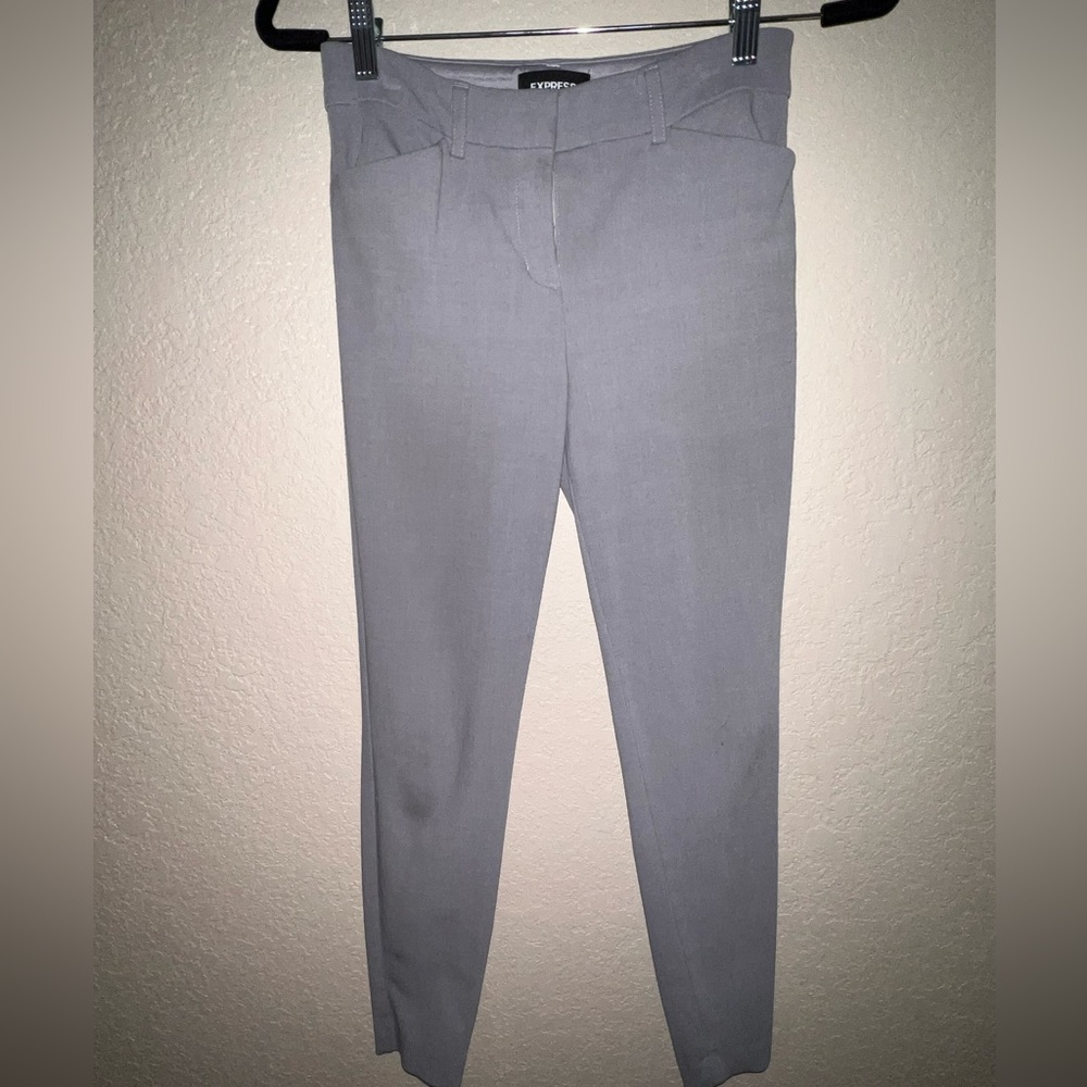 Grey straight leg dress pants from Express